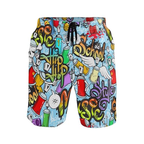 Men's Swim Trunks Graffiti Art Board Shorts Quick Dry Swimsuit Swimwear Holiday Party Bathing Suit