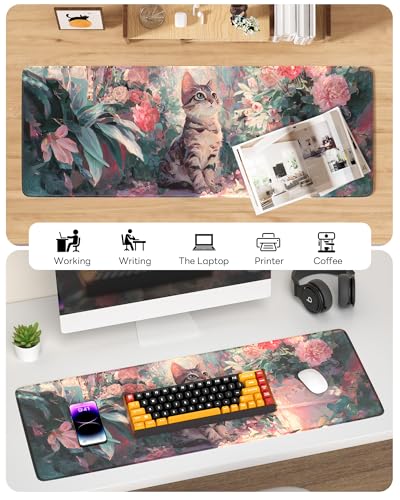 50% Off Pink Cat Large Mouse Pad with Stitched Edges & Non-Slip Base - Image 6