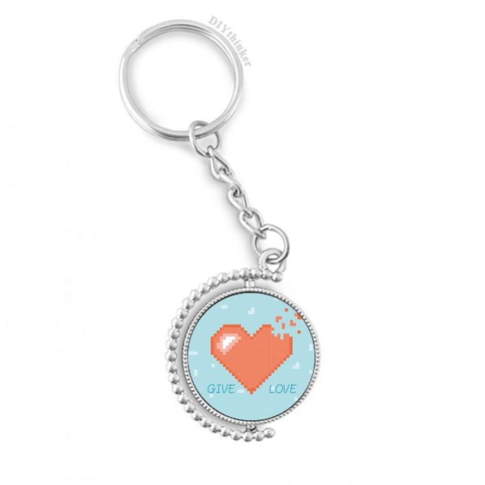 Porte-clés rotatif pixel cœur rouge DIYthinker 3 cm x 9 cm multicolore