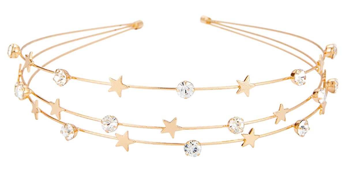 scicent Hair Bands Star Headband Metal Three Layer Hairband Rhinestones Hair Hoop Faux Sparkly Diamond Bridal Head Bands Gold Wedding Hair Accessories for Women Girls