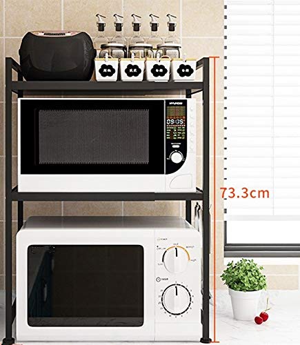 BGROESTWB Estante de Microondas 2 Colores de microondas Horno de Carro Párese Capa de Metal Individual Doble Cocina Organizador del almacenaje de Estante Almacenamiento de Cocina