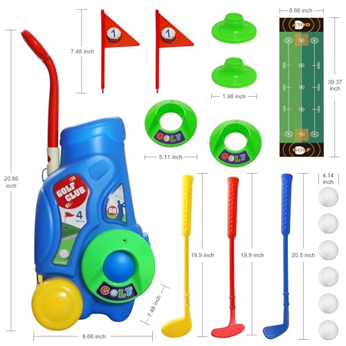 Toddler Golf Clubs Set with Putting Mat,Kids Golf Cart Toys for 3 4 5 Years Old Boys Girls,Indoor and Outdoor Golf Toys