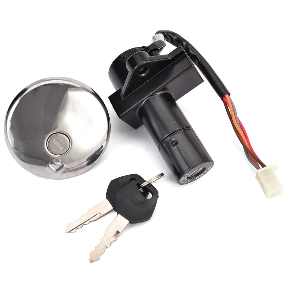 Serrure Démarreur Moto pour Suzuki GN250 1985-2001 Kit D'interrupteur D'allumage De Moto Ensemble De Bouchon De Réservoir De Carburant avec 2 Clés Serrure D'Allumage Moto