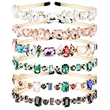 Crowye 6 Styles Rhinestone Headbands for Women Elastic Crystal Thin Headwear Bling Jeweled Headbands Colorful Vintage Hair Hoop Hair Accessories for Girls