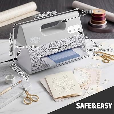 Portable Automatic A4 Die Cutting Machine,Electric 9 inch Embossing Machine kit for CardMaking, Crepe Paper Flower Making (Grey Machine)