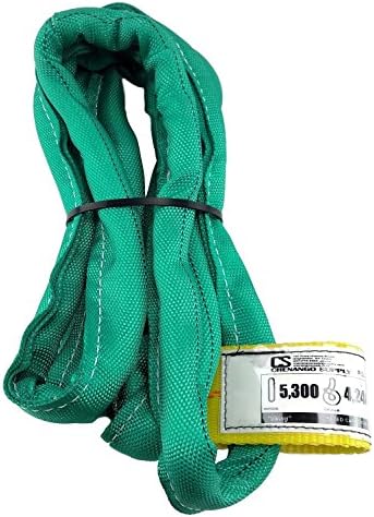 USA Made VR2 X 4' Green Slings 4'-30' Lengths in Listing, Double PLY Cover Endless Round Poly Lifting Slings, 5,300 lbs Vertical, 4,240 lbs Choker, 10,600 lbs Basket (USA Poly)(4 FT)