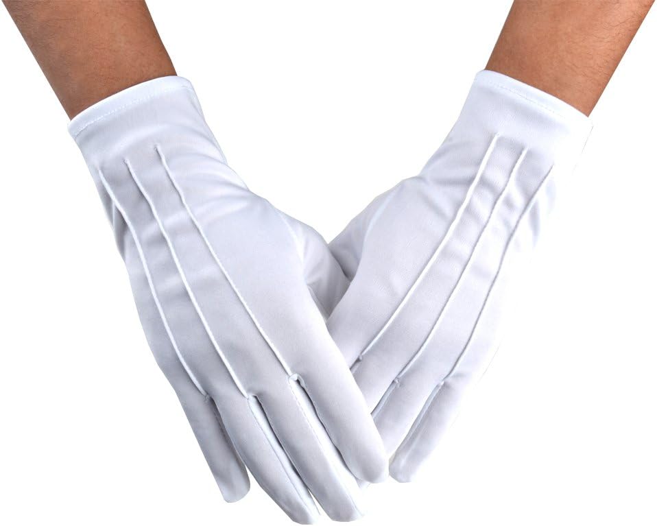 Men Police Formal Tuxedo Honor Guard Parade Nylon Cotton Gloves 26cm