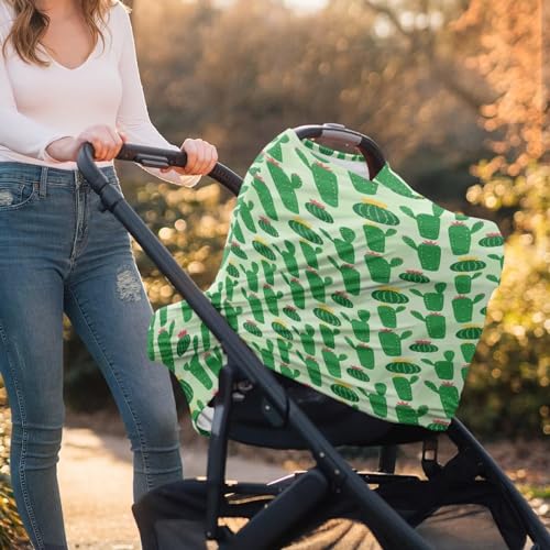 Image of Cactus Car Seat Canopy Cover Dust Cover Sun-Proof Windproof Stroller Canopy Covers Privacy Protection Stretchy Breastfeeding Scarf Nursing Breastfeeding Covers