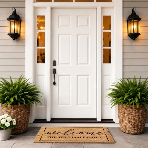 Fincekoom Personalized Natural Coco Coir Door Mat with Heavy Duty Backing Custom Non-Slip Front Door Welcome Mats for Outside Entrance or Porch Entry Housewarming Gift for Home Decor — view 6