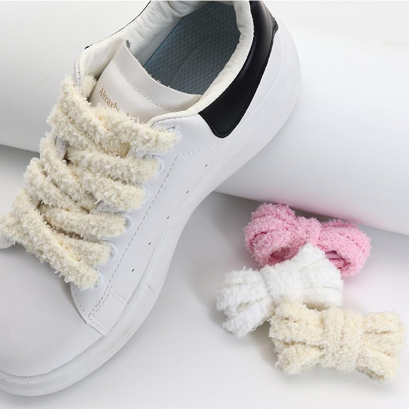 Lot De 2 Paires Lacets En Coton Peluche - 1,5 Cm Large - Multi Tailles