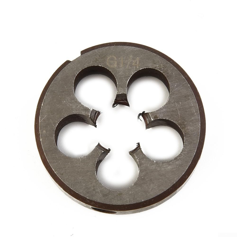 Elchuiaby High Speed Steel for BSP Pipe Thread Round Dies 1/8 1/4 3/8 1/2 3/4 HSS Threading Tool for Home Professional Use(G1/4-19)