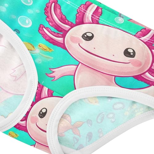 Toddler Girls Underwear 2t Cotton Cute Panties Girl Durable Briefs Undies Kids Cute Cartoon Axolotl Blue Sea4
