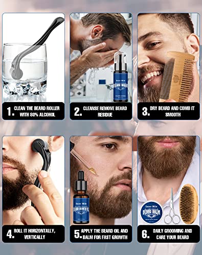 Isner Mile Beard Growth Kit - Beard Kit With Beard Roller, Beard Growth Oil, Beard Wash, Beard Balm, Beard Brush, Comb, Shaving Scissors, Bag, Ebook, Birthday Gifts For Fathers Boyfriends Dad Men Him #TOP6
