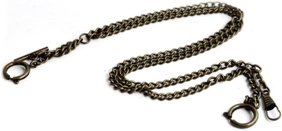 Keychain, Men Double Albert Chain Pocket Watch Curb Link Antique T-rod Watch Chain for Pocket Watch Keys Pendants