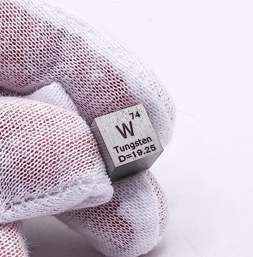 Image of 0.39 inch 10mm Tungsten Wolfram Metal Cube W up to 99.9% Pure Periodic Table Element Engraved Density Collection Science Education Display Block Cube + Acrylic Case Box - 1PC