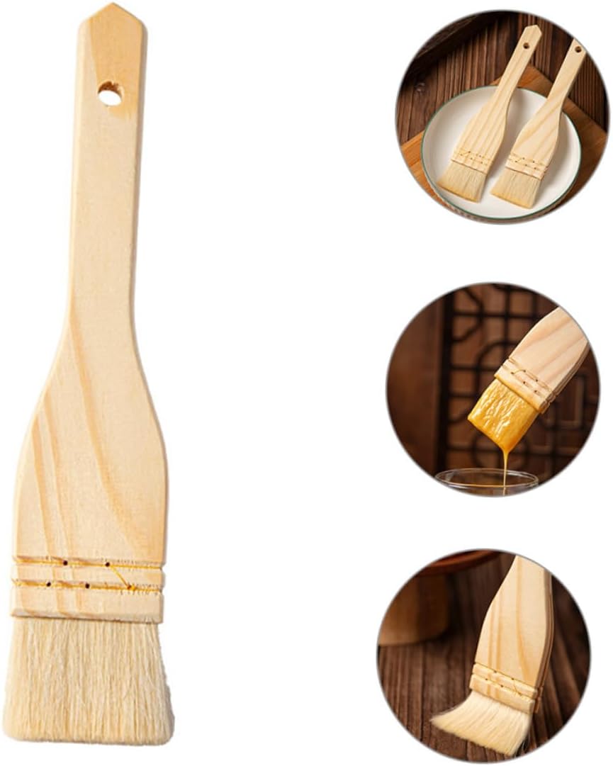Toddmomy Basting Brush with Ergonomic Handle Durable Wool Pastry Brush for Sauces Marinades and Baking for Grilling and Barbecue Water Resistant Food Brush for Easy