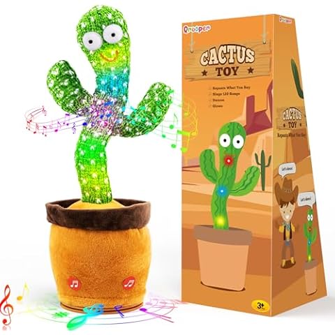 Qrooper Dancing Talking Cactus Toy, Talking Cactus Toys for Baby Boys and Girls, Cactus Baby Toy Repeat What You Say, Mimicking Cactus Toy Singing 120 Songs and 15 Second Voice Recorder Musical Toys Cover