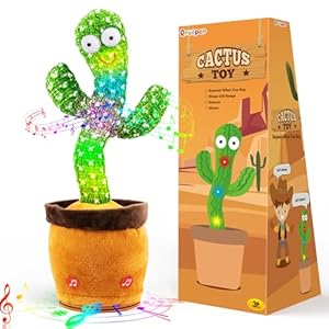 Dancing Talking Cactus Toy, Cactus Baby Toy Repeat What You Say for Baby Boys Girls Easter Basket Stuffers Gift, Mimicking Cactus Toy Singing 120 Songs and 15 Second Recorder Musical Toys