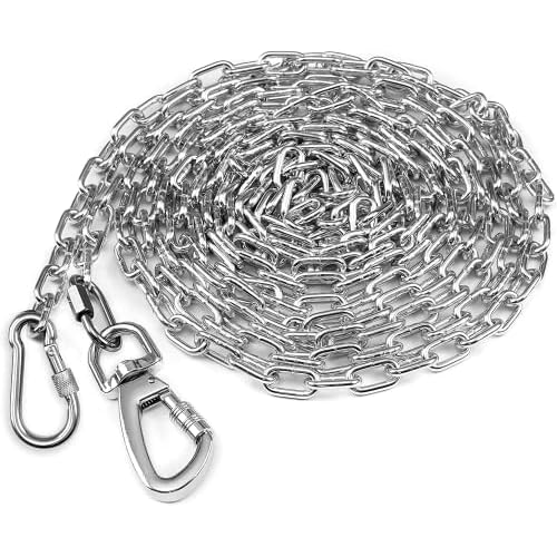 Heavy Duty Dog Chain for Yard-10FT Metal Dog Chain Leash Chew Proof,Long Dog Lead for Outside with Strong Swivel Hook,Outdoor Dog Runner for Camping,Dog Tie Out Cable for Medium Large Dog up