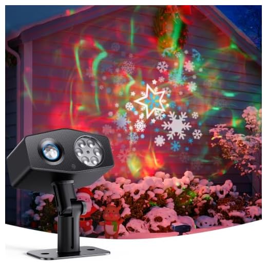 Govee Led Outdoor Schneeflocken Projektor, RGBW Wasserwellenprojektor mit 20 Gobos, IP67 Wasserdicht Projektionslampe, 58 Szenenmodi für Festivals, Funktioniert mit Alexa, Matter, Google Assistant