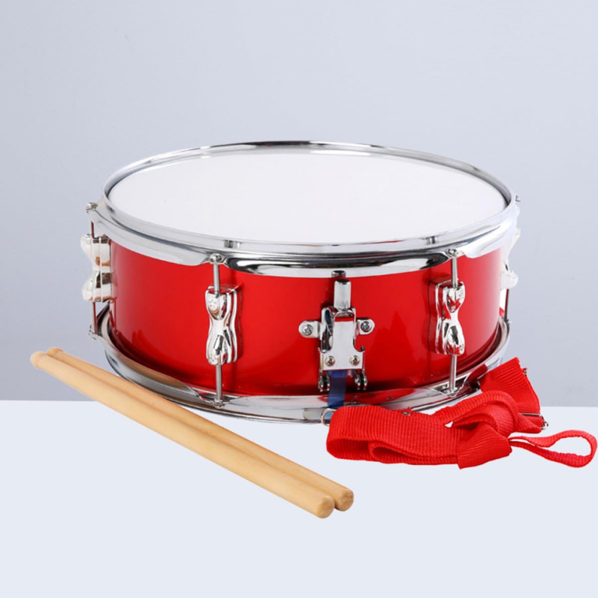 Rullante Rosso da 13 Pollici in Metallo, con Bacchette | Set per Bambini, Cinghia Regolabile Inclusa, Strumento a Percussione dal Suono di Qualità