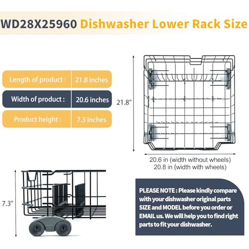 Allstare WD28X25960 Dishwasher Lower Rack Replacement Parts for GE Dishwasher Parts GE Profile Monogram Adora Triton XL Cafe Dishwasher Lower Dishrack Assembly GE Dishwasher Bottom Rack Drawer 1 Pack by Allstare - Image 2
