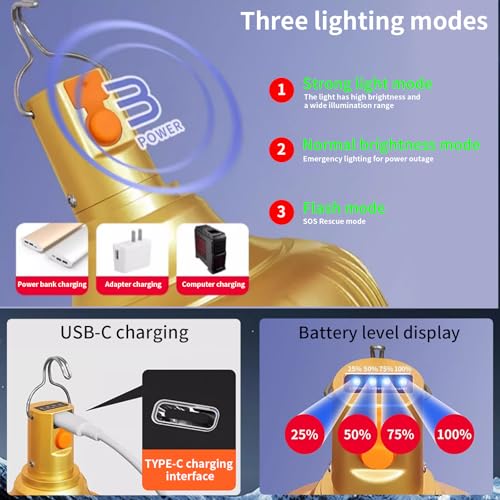 Image of 2-Pack Rechargeable Outdoor Camping Lights, 2400mAh IPX4 Waterproof LED Hanging Light, Emergency Light Bulbs for Power Outage, Portable Tent Lamps with Hook for Campsite, Vendor Booths, BBQ