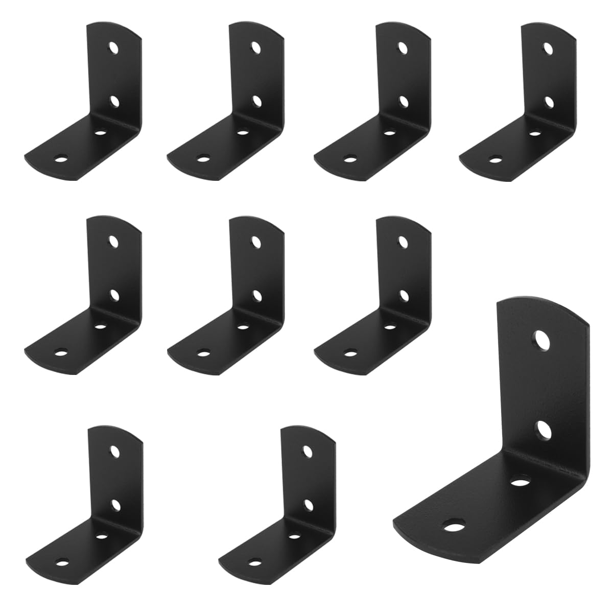 Kątowniki kątowe w kształcie litery L, 5,1 x 5,1 x 2,8 cm, czarne stalowe, kątownik kątowy, 90 stopni, do mebli drewnianych, krzesła, szuflady, szafy, grubość 2 mm, 10 szt