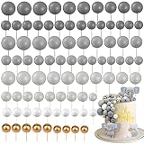 Tondiamo 108 Pcs Balls Cake Topper Balloons Cupcake Topper DIY Cake Insert Topper Foam Cake Balls Ba