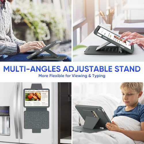 Image of SEYMAC stock Case for iPad (A16) 11th /10th Generation 11 /10.9'', Full-Body Drop Protection,[Stitched Slim Pencil Sleeve],Strong Magnetic Auto Sleep Case, Absorbing Multi-Angles Stand, Card Slot- Gray