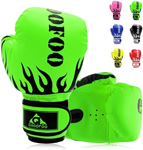 Kids Boxing Gloves 4oz Punching Gloves for Kids 3-6 Traning Gloves for Punching Bag Kickboxing Sparring Muay Thai MMA Fight Gloves - Green