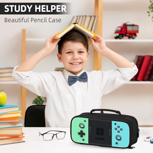 Image of TILYTADLY Large Pencil Case for Boys - Gamer Boys Pencil Pouch With Handle - Big Capacity Pen Box Pen Bag With Zipper Compartments, School Supplies Stationary Organizer for Kids Teens Adults
