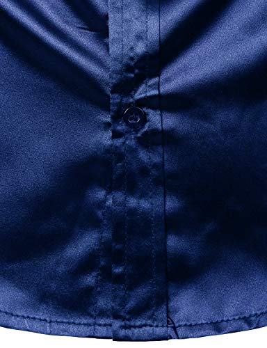 Image of ZEROYAA Men's Luxury Printed Silk Like Satin Button Down Dress Shirt for Party Prom