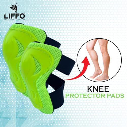 Image of Liffo Skating Guard Skating Kit Protective Skating Guard Kit for Skating, Cycling, Running for Kids,Boys,Girls,Men & Women (HSG) (HP-Green, M)