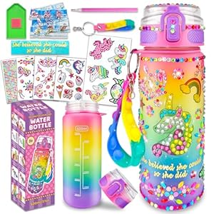 EDSPORTSHOUSE Decorate Your Own Water Bottle Kits for Girls Age 4-6-8-10,Unicorn Painting Crafts,Fun Arts and Crafts Gifts Toys for Girls Birthday Christmas(Unicorn)