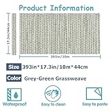 Umtiti Gray Green Grassweave Peel & Stick Wallpaper Grasscloth Wall Paper 17.3in x 393in Vinyl Self-Adhesive Waterproof Wallpaper for Home and Office Decoration.Grass-GN-10m - Image 2