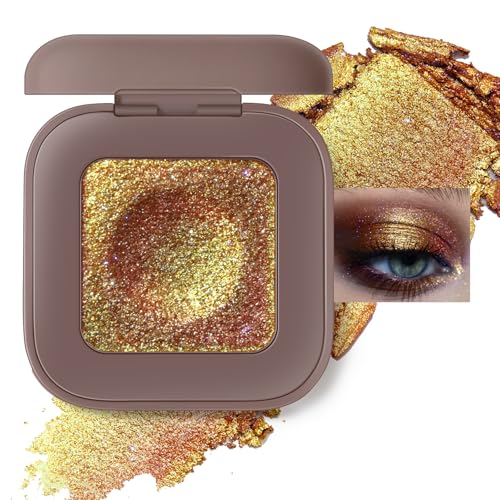 Noerrors Duochrome Bronze Brown Gold Silver Glitter Eyeshadow Palette, Holographic Rich Color Shimmer Metallic Eye Shadow, Multichrome Color Shift Sparkle Iridescent Eye Brightener Fairy Makeup#012