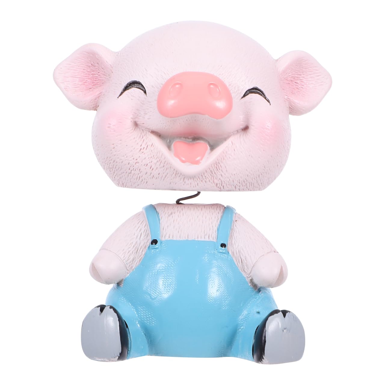 EXCEART Blue Piggy Bobble Head Shaking Toy Resin Pig Figure Car Dashboard Decor Birthday Cake Ornament Party Favor Animal Statue for Kids Adults