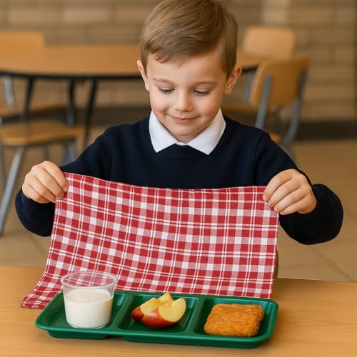 Image of Cotton Hand and Lunch Towel Daily use Face Towel Pack of 4 (18 inch * 24 inch) 100% Pure Cotton Towel (Red and White Checks)
