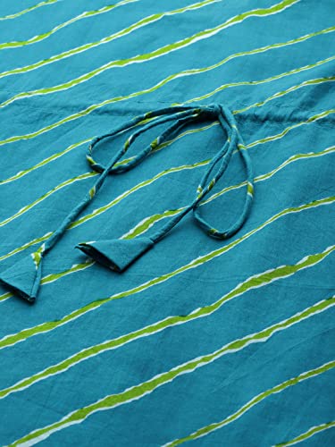 Image of Yuris Women Blue Green Striped Kaftan with Trousers