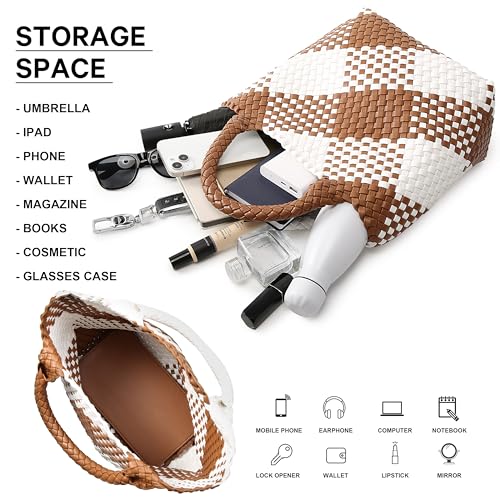 Image of Vegan Leather Purses for Women, Handmade Purses and Handbags Summer Beach Travel Tote Shoulder Bag | WOVEN