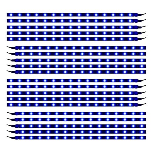 XT AUTO Blue 12v 15 Led 30cm Car Flexible Waterproof Underbody Light Strip Pack of 20
