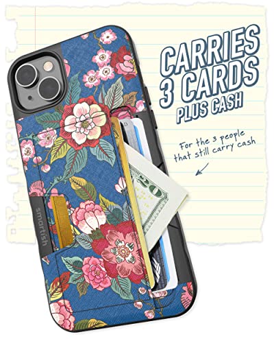 Image of Smartish iPhone 14 Plus Wallet Case - Wallet Slayer Vol. 2 [Slim + Protective] Credit Card Holder w /Kickstand - Drop Tested Hidden Card Slot Compatible w /Apple iPhone 14 Plus - Flirty Flowers
