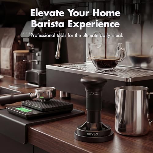 Image of VEYLO 53.3mm Espresso Tamper, Barista-Grade Adjustable Calibrated Coffee Tamper with 24-Click Precision Dial, No Spring Swap, Audible Feedback, Ripple Base for Breville 54mm Portafilter Basket