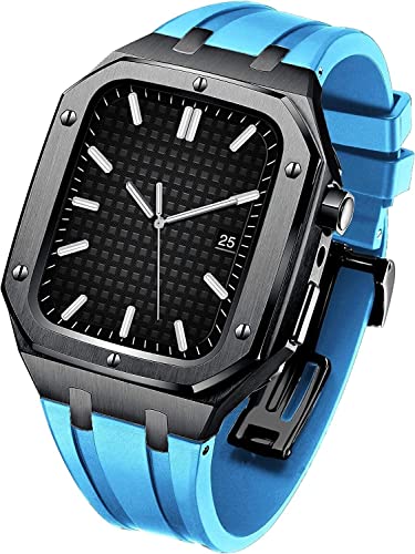 Bracelet de rechange en caoutchouc et lunette en acier pour Apple Watch du bureau au sport