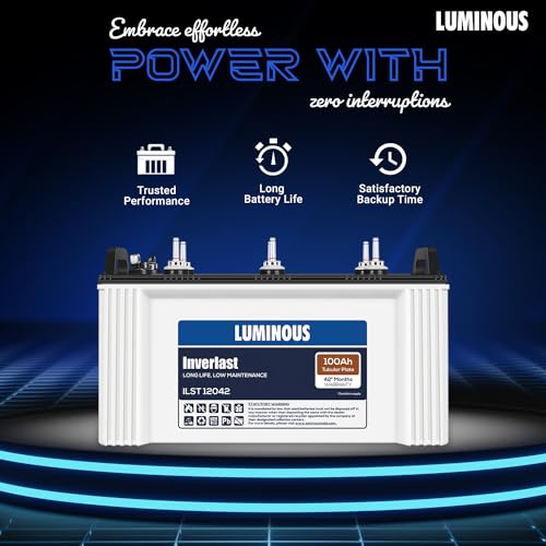 Luminous Inverter & Battery Combo (Power sine 800 700VA/12V Inverter with ILST12042 (Tubular Plate 100Ah Battery) for Home, Office & Shops - Image 6