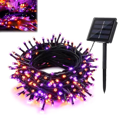 BNOYONERAS 7 Metri Catena Luminosa Esterno Solare 50LED per Halloween, 8 Modalità Luci Solari Esterno, Luci Solari da Giardino, Decorazioni Casa Luci a Rete, Luci Halloween a Rete per Festa