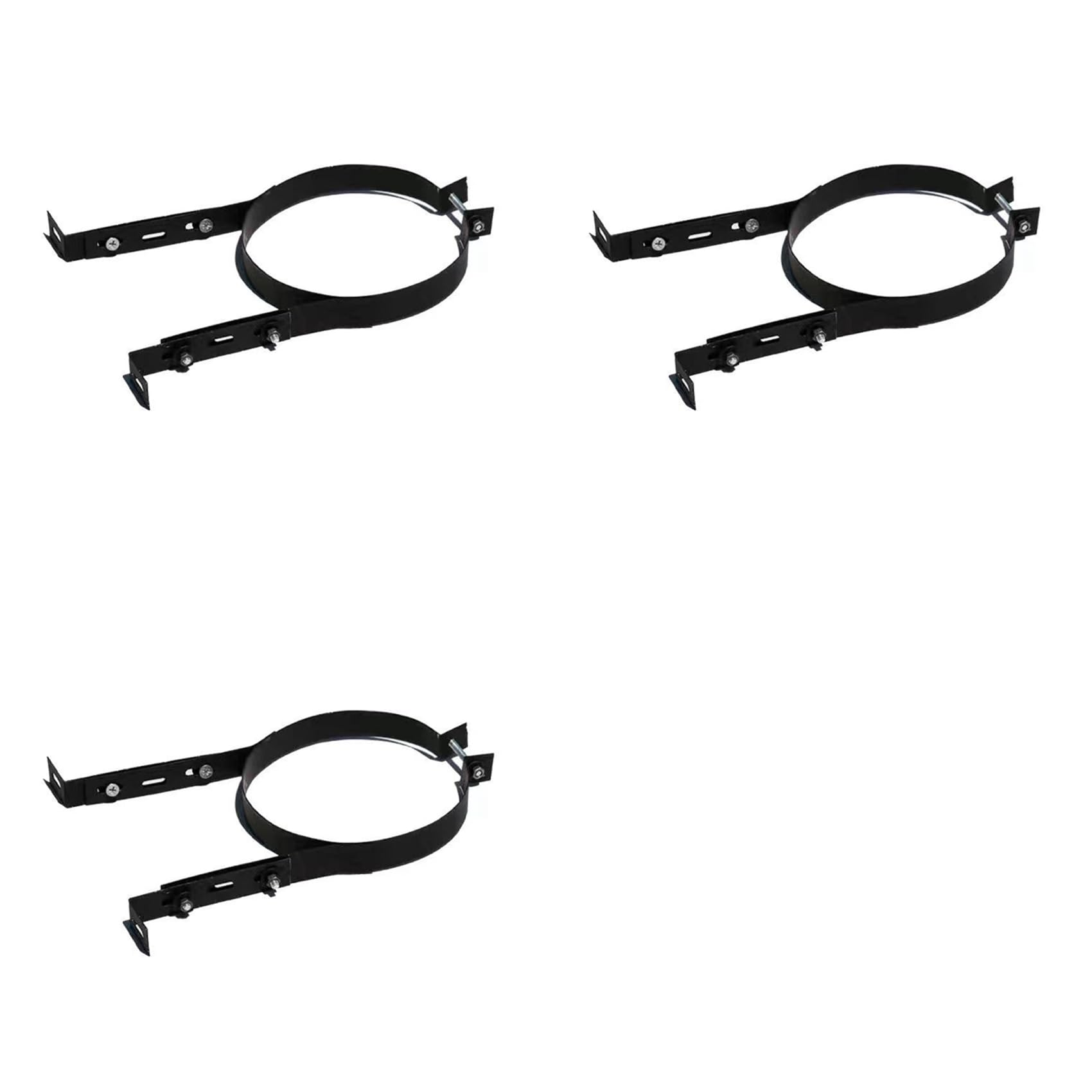 Jnchdghwa Black 3X Chimney Pipe Holder Bracket 15Cm Stainless Steel Adjustable Wall Support Hanging Fixing Clip Stove Pipe Hanger
