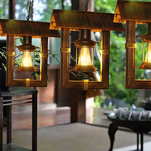 Chandelier créatif de petite maison rétro nostalgique en bois - 2