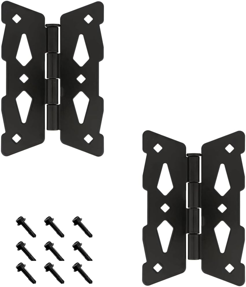 Advantage Industries 8" Decorative Contemporary Butterfly Hinge (Pairs) | for Wood Fences | Zinc-Painted Steel with Powder-Coated Paint | Tight Hinge Tolerance | Black (AD2006)